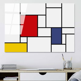 Wallity Cuadro Decorativo de Vidrio Templado Piet Mondrian 70 x 100 cm
